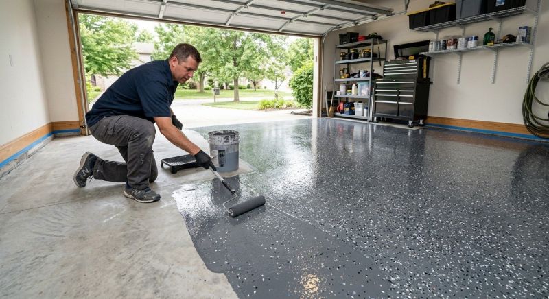 Speckled Garage Floor Painting in Alexandria, VA